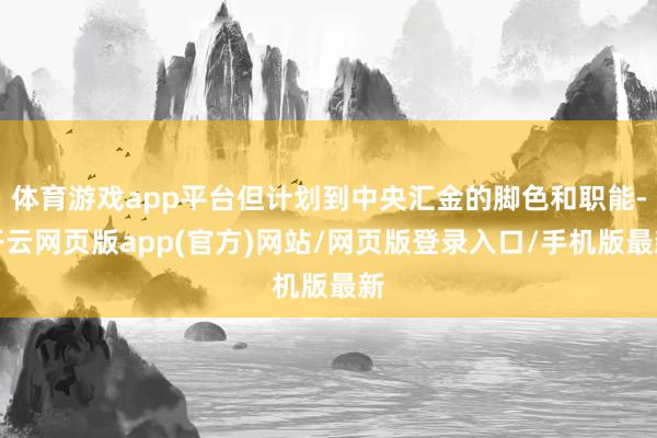 体育游戏app平台但计划到中央汇金的脚色和职能-开云网页版app(官方)网站/网页版登录入口/手机版最新