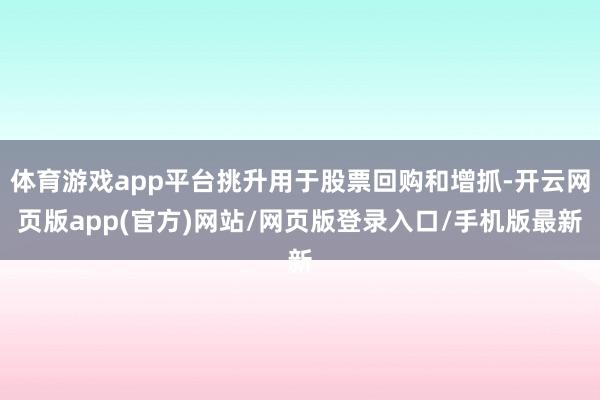 体育游戏app平台挑升用于股票回购和增抓-开云网页版app(官方)网站/网页版登录入口/手机版最新